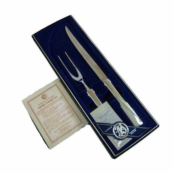 Vintage TOWLE Stainless Steel Cutlery ~ Boxed Knife & Fork Carving Set - Picture 3 of 9